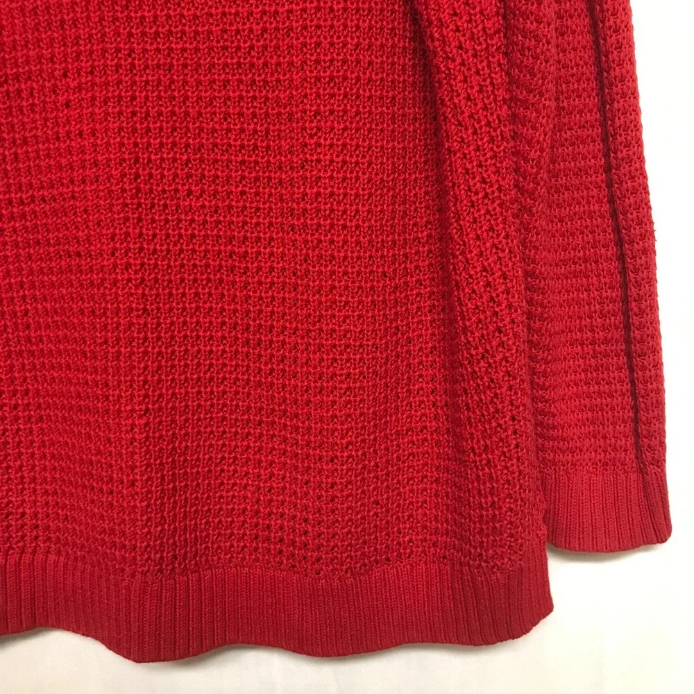 a.n.a. A New Approach Womens 1X Red Crew Neck Long Sleeve Knit Sweater Oversized